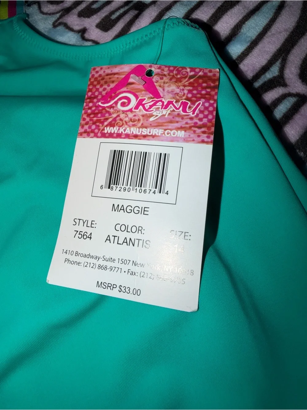 OKANU Maggie Swim suit in Atlantis Teal kids size 14